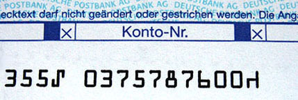 Check with the banking font OCR-A font on the codeline