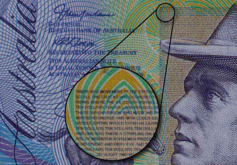 Microprinting on Australian bank note