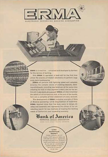 Advertisement of the Bank of America for ERMA (Electronic Recording Machine - Accounting)