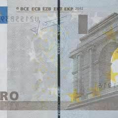 Security thread in Euro bank note