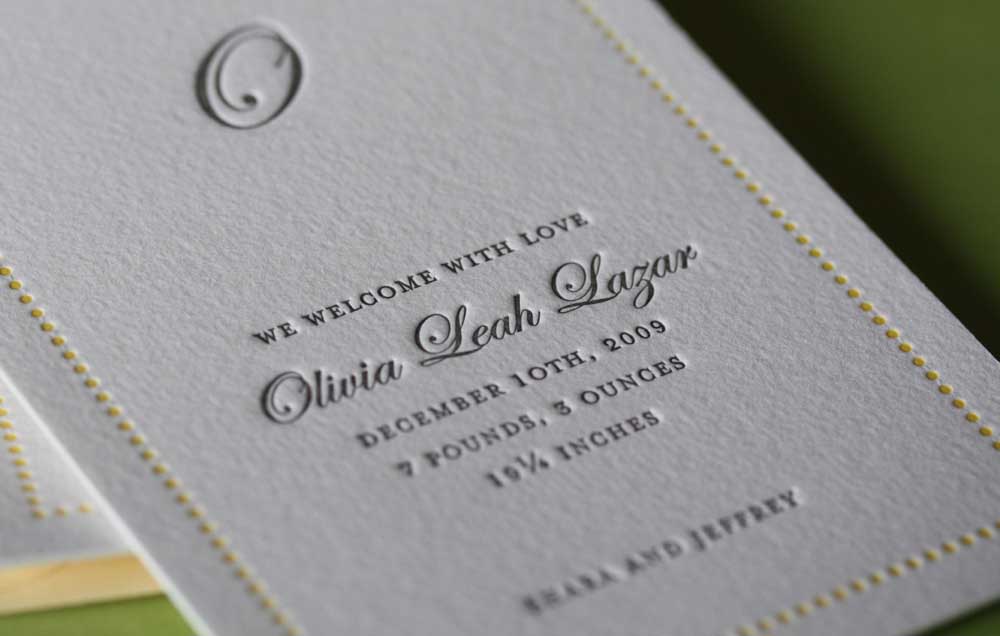 Printed invitation with embossing