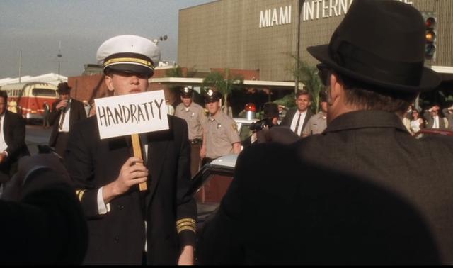 Actor Tom Hanks as F.B.I. agent Carl Han(d)ratty at the Miami Airport