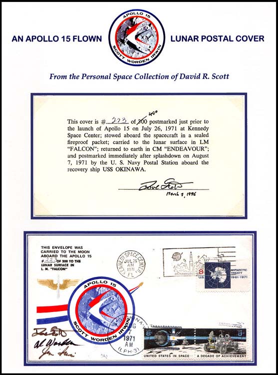 Commemorative postal covers for the Apollo 15 flight