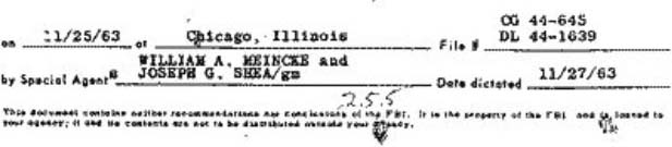 F.B.I. report of agent Joseph (Joe) Shea for the Warren Commission Report