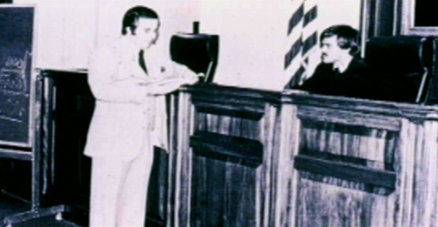Frank Abagnale as assistant district attorney (D.A.) in court