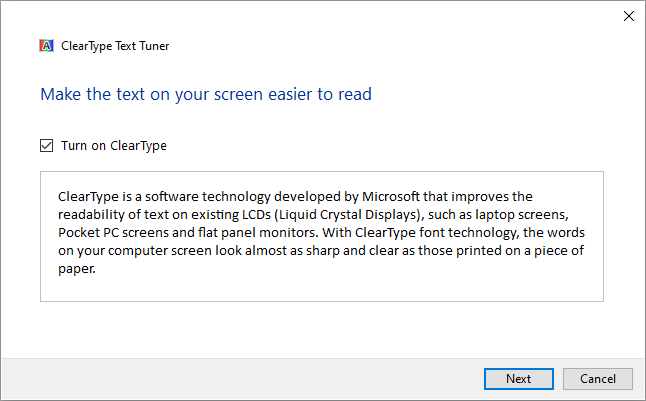 Microsoft ClearType Text Tuner