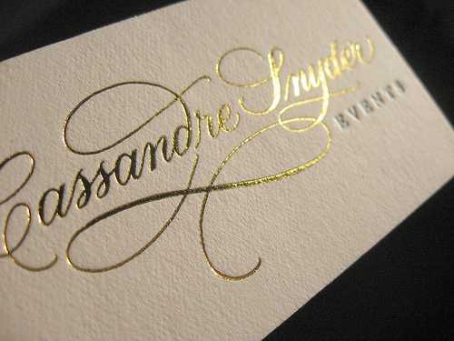 Business card with gold printing