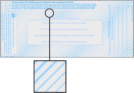 Laid lines on the back of a check