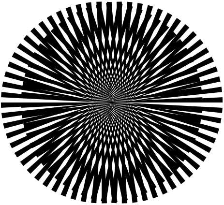 Black-and-white rosette produces moiré pattern