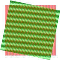 Animation of moiré pattern with a shifting angle