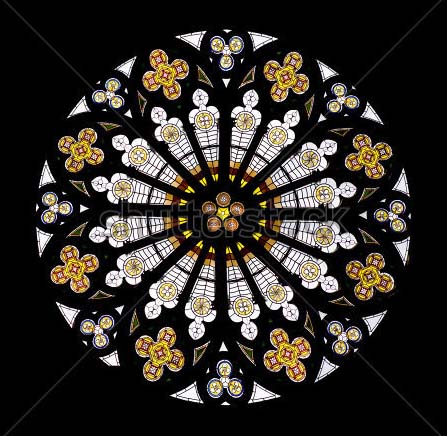 Stained glass window with rosette