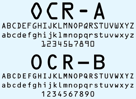 Text sample with the banking fonts OCR-A and OCR-B